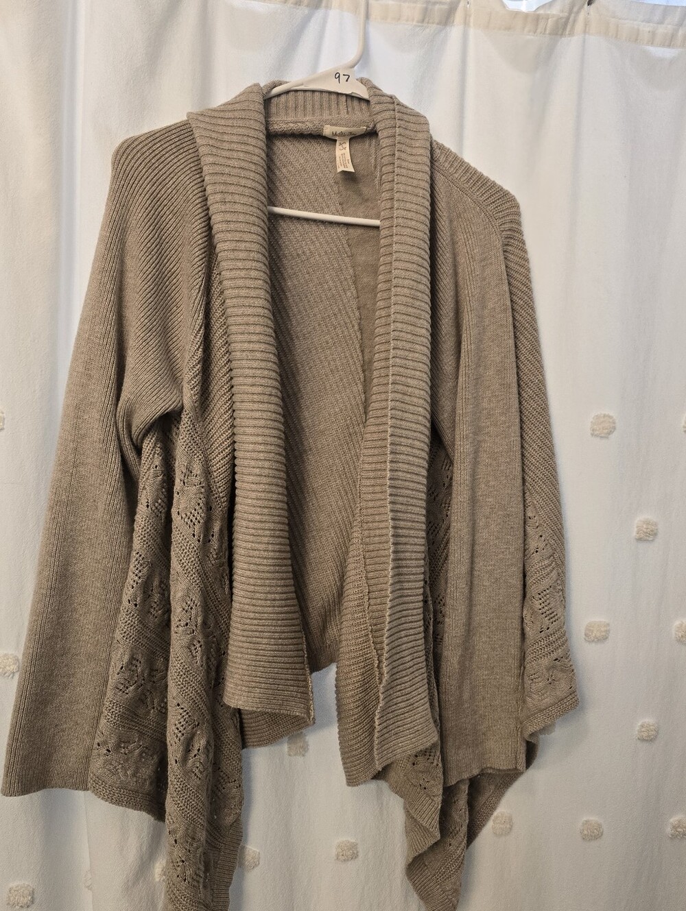 Matilda Jane Light Taupe Open-Front Women’s Cardigan Sweater Size Large